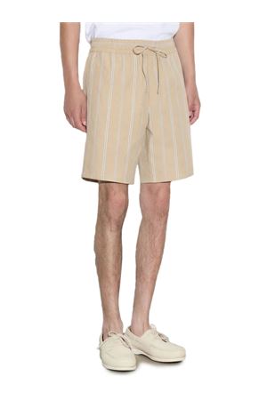 Bermuda in cotone a righe beige e bianco PAOLO PECORA | D0521580RA11